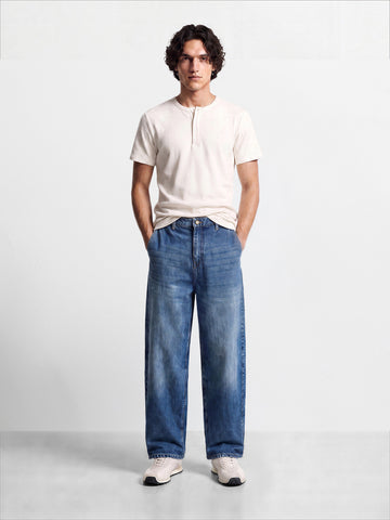 Men's Blue Skater Fit Solid Street Wear Jeans