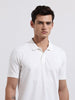 Men's White Regular Fit Textured Casual T-Shirt