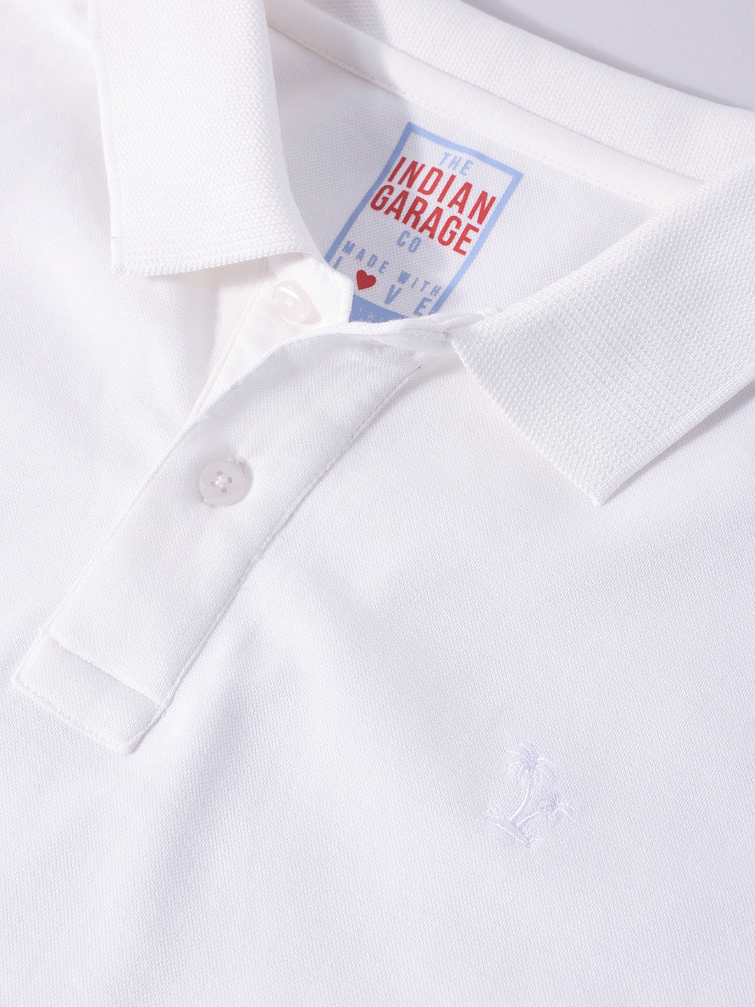 Men's White Regular Fit Textured Casual T-Shirt