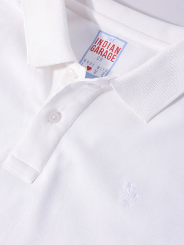 Men's White Regular Fit Textured Casual T-Shirt