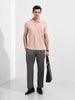 Men's Brown Regular Fit Textured Casual T-Shirt