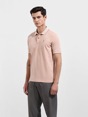 Men's Brown Regular Fit Textured Casual T-Shirt