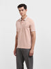 Men's Brown Regular Fit Textured Casual T-Shirt
