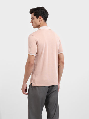 Men's Brown Regular Fit Textured Casual T-Shirt