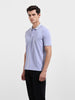 Men's Blue Regular Fit Textured Casual T-Shirt
