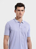 Men's Blue Regular Fit Textured Casual T-Shirt
