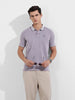 Men's Purple Regular Fit Textured Casual T-Shirt
