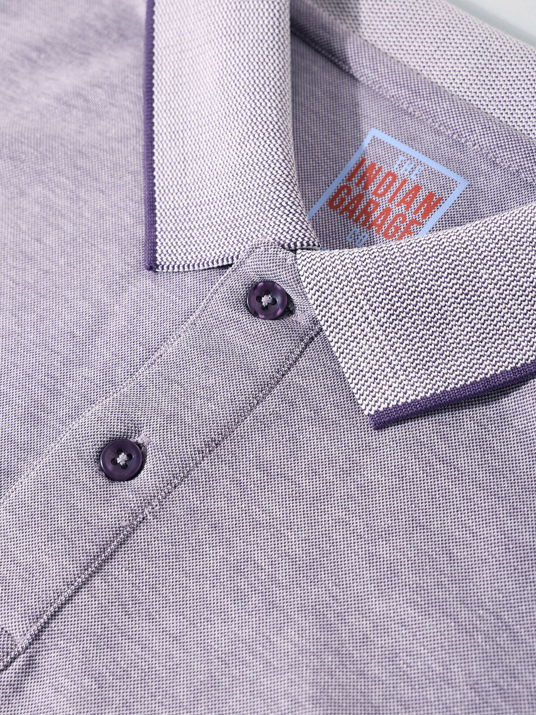 Men's Purple Regular Fit Textured Casual T-Shirt