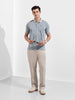 Men's Green Regular Fit Textured Casual T-Shirt