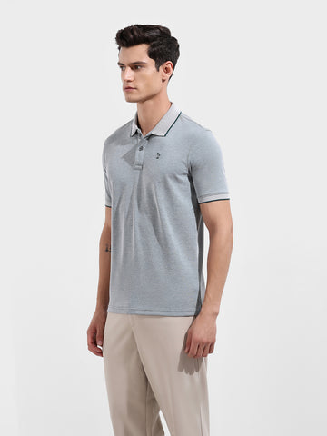 Men's Green Regular Fit Textured Casual T-Shirt