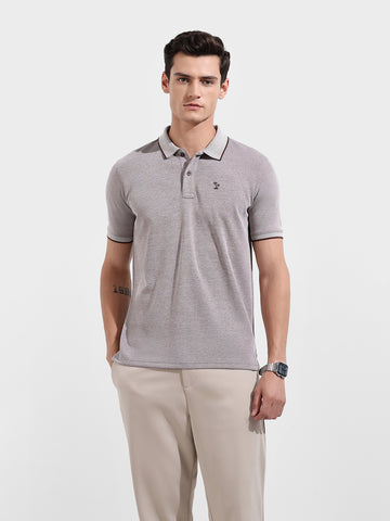 Men's Brown Regular Fit Textured Casual T-Shirt