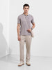 Men's Brown Regular Fit Textured Casual T-Shirt