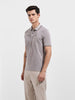 Men's Brown Regular Fit Textured Casual T-Shirt