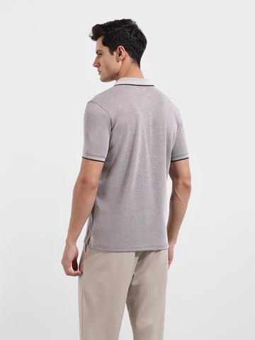 Men's Brown Regular Fit Textured Casual T-Shirt