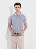 Men's Blue Regular Fit Textured Casual T-Shirt