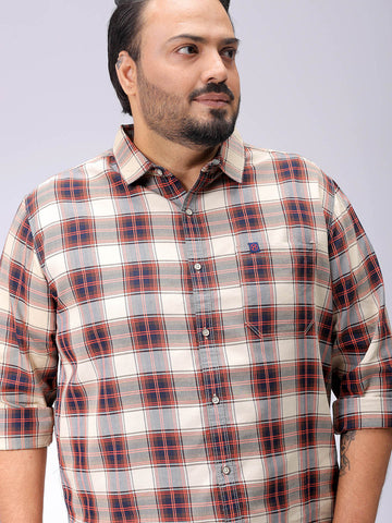 Men's Plus Size Tartan Checks Casual Shirt