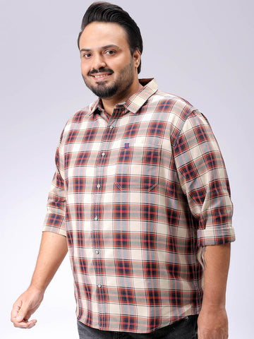 Men's Plus Size Tartan Checks Casual Shirt