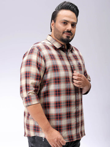 Men's Plus Size Tartan Checks Casual Shirt