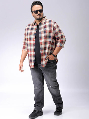 Men's Plus Size Tartan Checks Casual Shirt