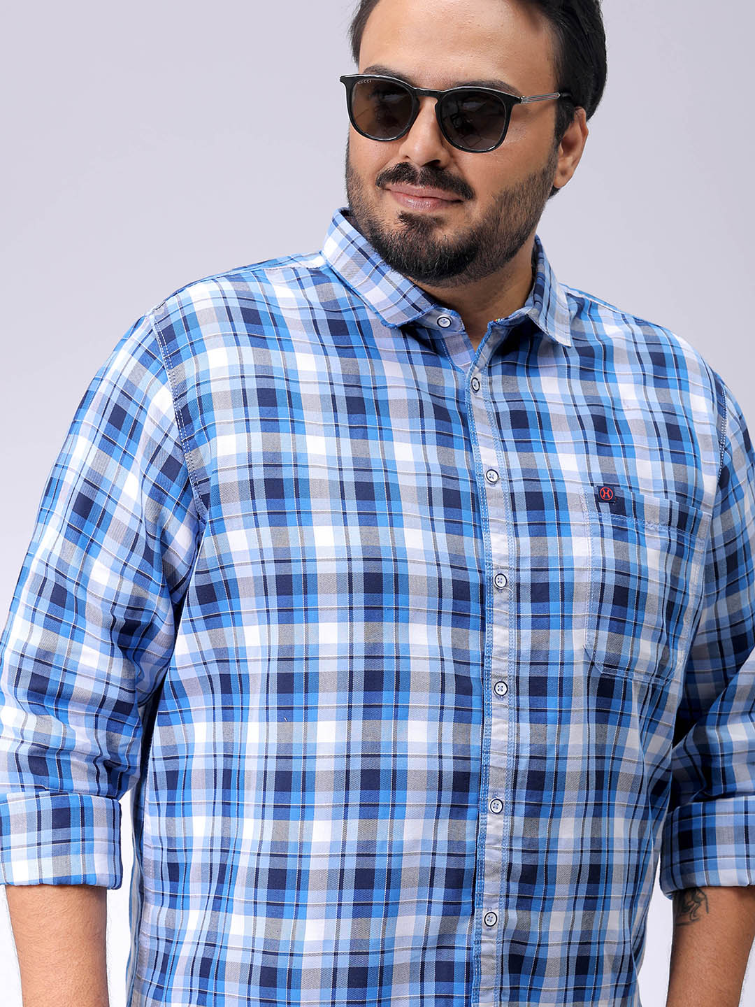 Men's Plus Size Checked Casual Shirt