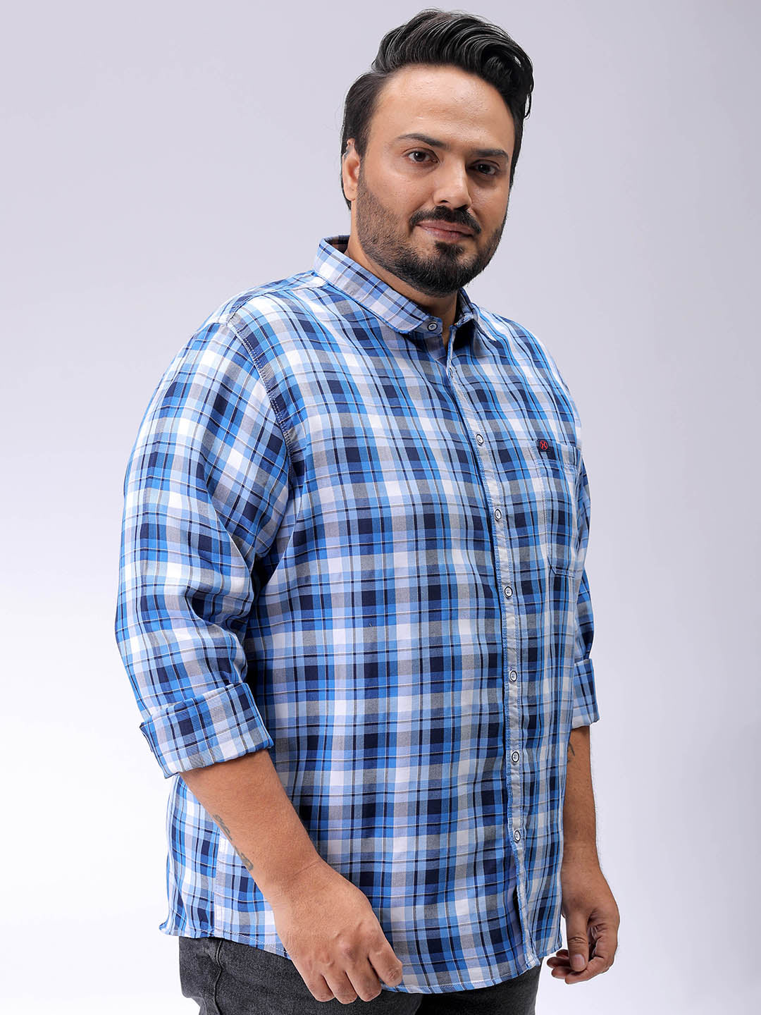Men's Plus Size Checked Casual Shirt