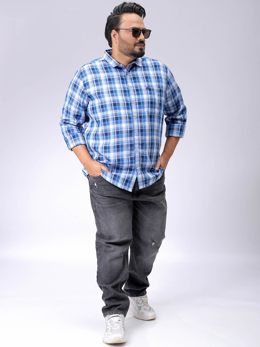 Men's Plus Size Checked Casual Shirt