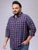 Men's Plus Size Regular Fit Windowpane Checks Casual Shirt