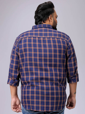 Men's Plus Size Regular Fit Windowpane Checks Casual Shirt