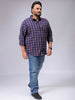 Men's Plus Size Regular Fit Windowpane Checks Casual Shirt