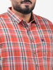 Men's Orange Regular Fit Checked Casual Shirt