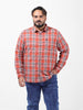 Men's Orange Regular Fit Checked Casual Shirt