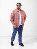 Men's Orange Regular Fit Checked Casual Shirt