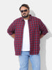 Men's Rust Regular Fit Checked Casual Shirt