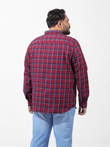 Men's Rust Regular Fit Checked Casual Shirt
