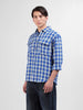 Men's Blue Relaxed Fit Checked Casual Shirt