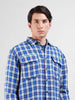 Men's Blue Relaxed Fit Checked Casual Shirt