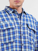 Men's Blue Relaxed Fit Checked Casual Shirt