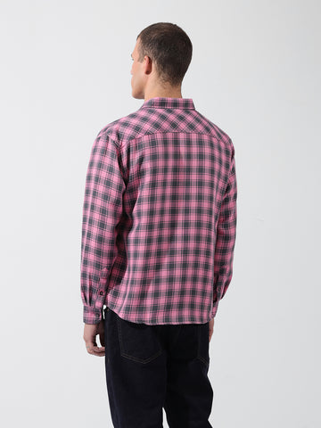Men's Pink Relaxed Fit Checked Casual Shirt