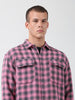 Men's Pink Relaxed Fit Checked Casual Shirt