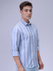 Men's Grey Slim Fit Textured Casual Shirt