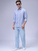 Men's Grey Slim Fit Textured Casual Shirt