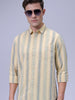 Men's Yellow Slim Fit Textured Casual Shirt
