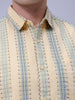 Men's Yellow Slim Fit Textured Casual Shirt