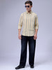 Men's Yellow Slim Fit Textured Casual Shirt