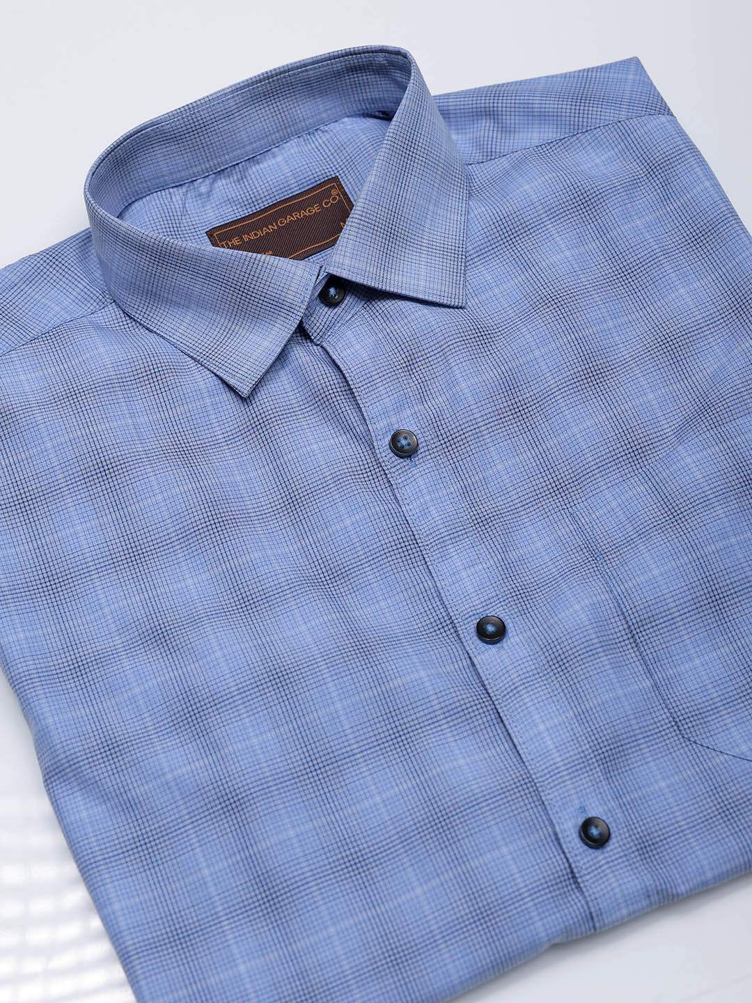 Men's Blue Slim Fit Checked Formal Shirt