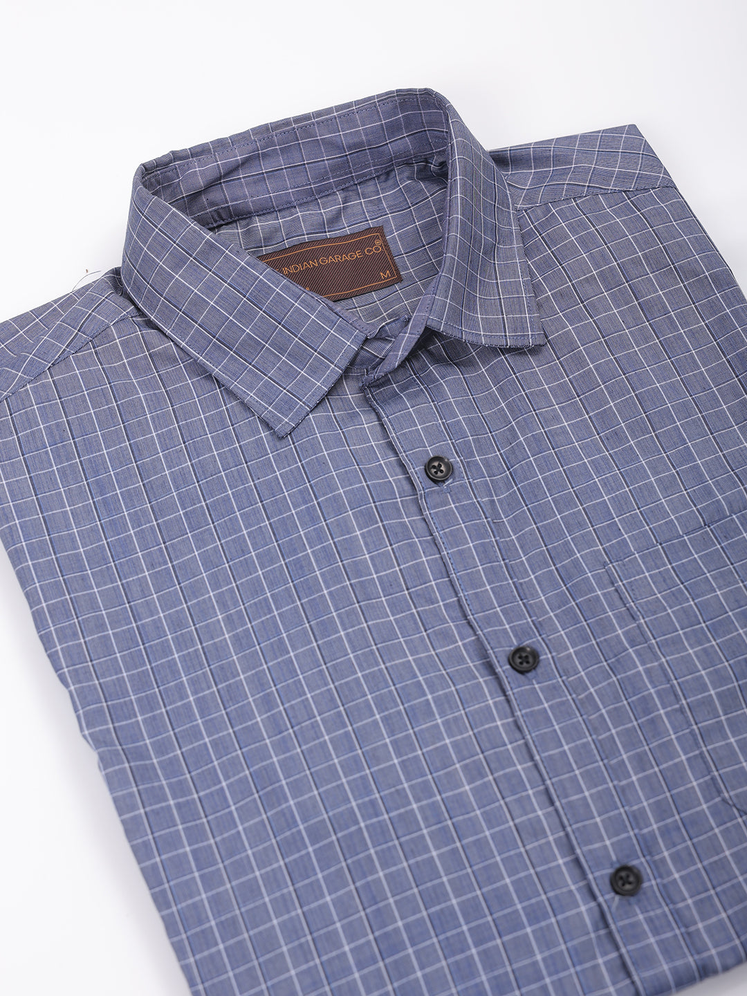 Men's Blue Slim Fit Checked Formal Shirt