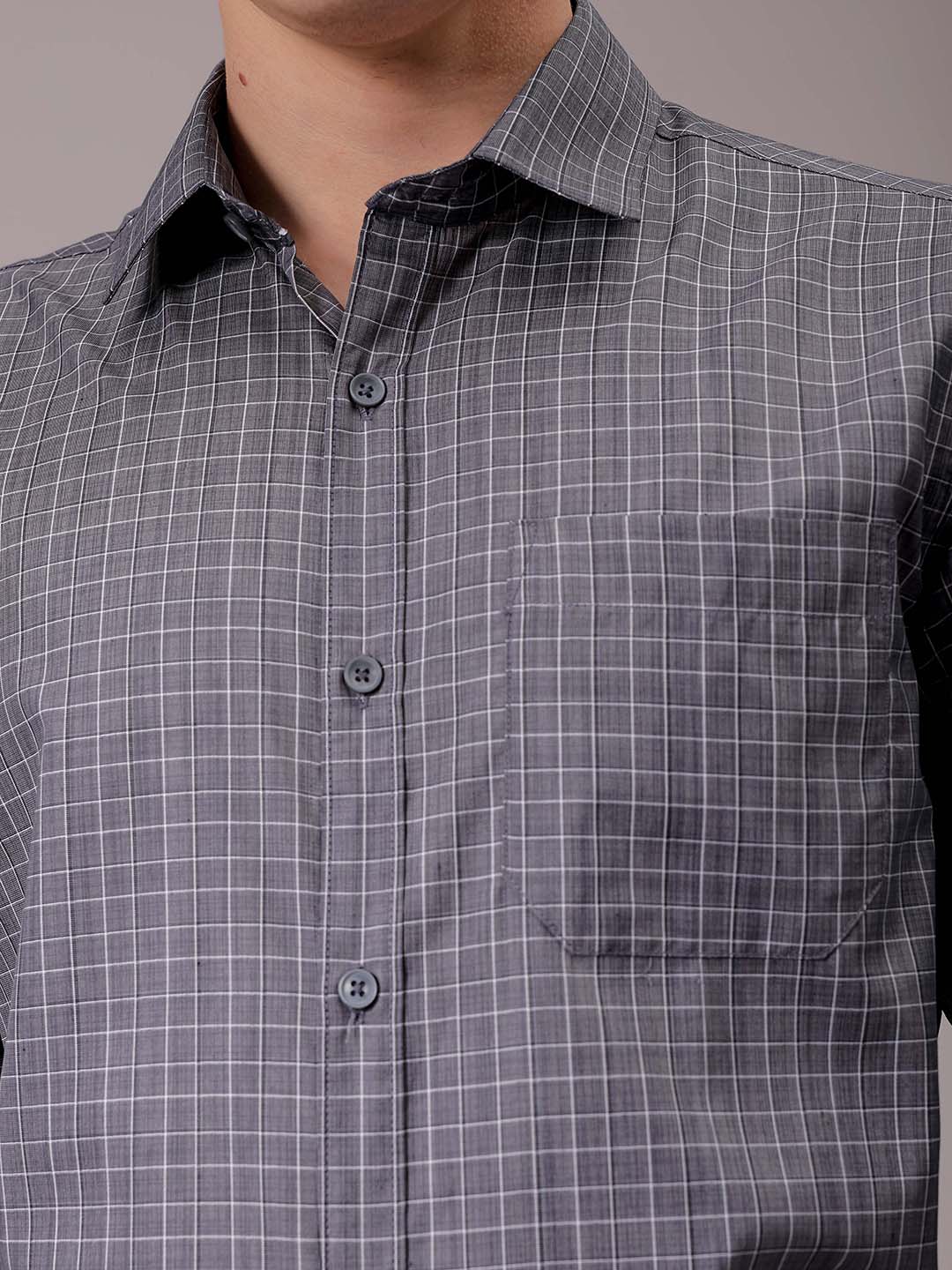 Men's Black Slim Fit Checked Formal Shirt