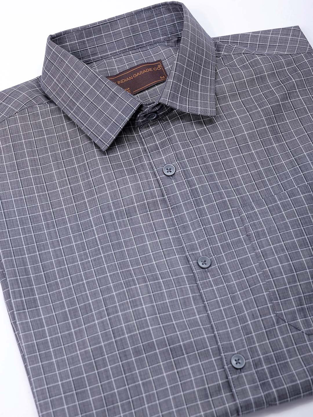 Men's Black Slim Fit Checked Formal Shirt