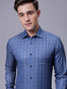 Men's Blue Slim Fit Checked Formal Shirt