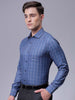 Men's Blue Slim Fit Checked Formal Shirt